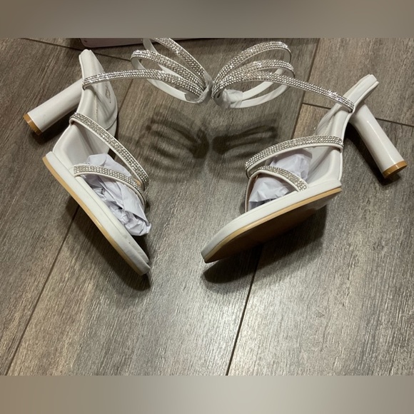 New in Box - Rhinestone Strap Heels – White | Size 8 | Wrap Around - Picture 3 of 6